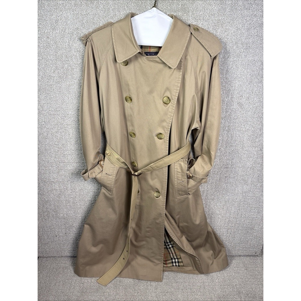 ∞ Vintage BURBERRYS' Trench Coat Made in England London Nova Check 40R Mens 70s
